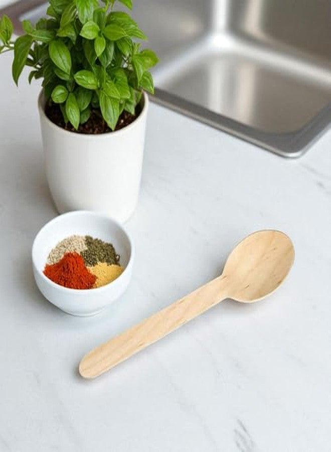 Careswipe Disposable Wooden Spoons Pack of 100-160MM for Parties, Birthday, Events & Takeaway 16cm - Image 2